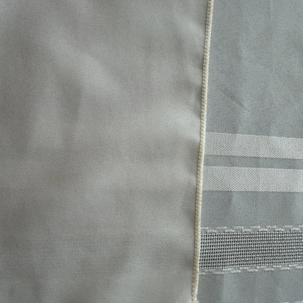 Vintage Cream Ivory Damask Stripe Tablecloth Mid-Century Rectangle 60x84